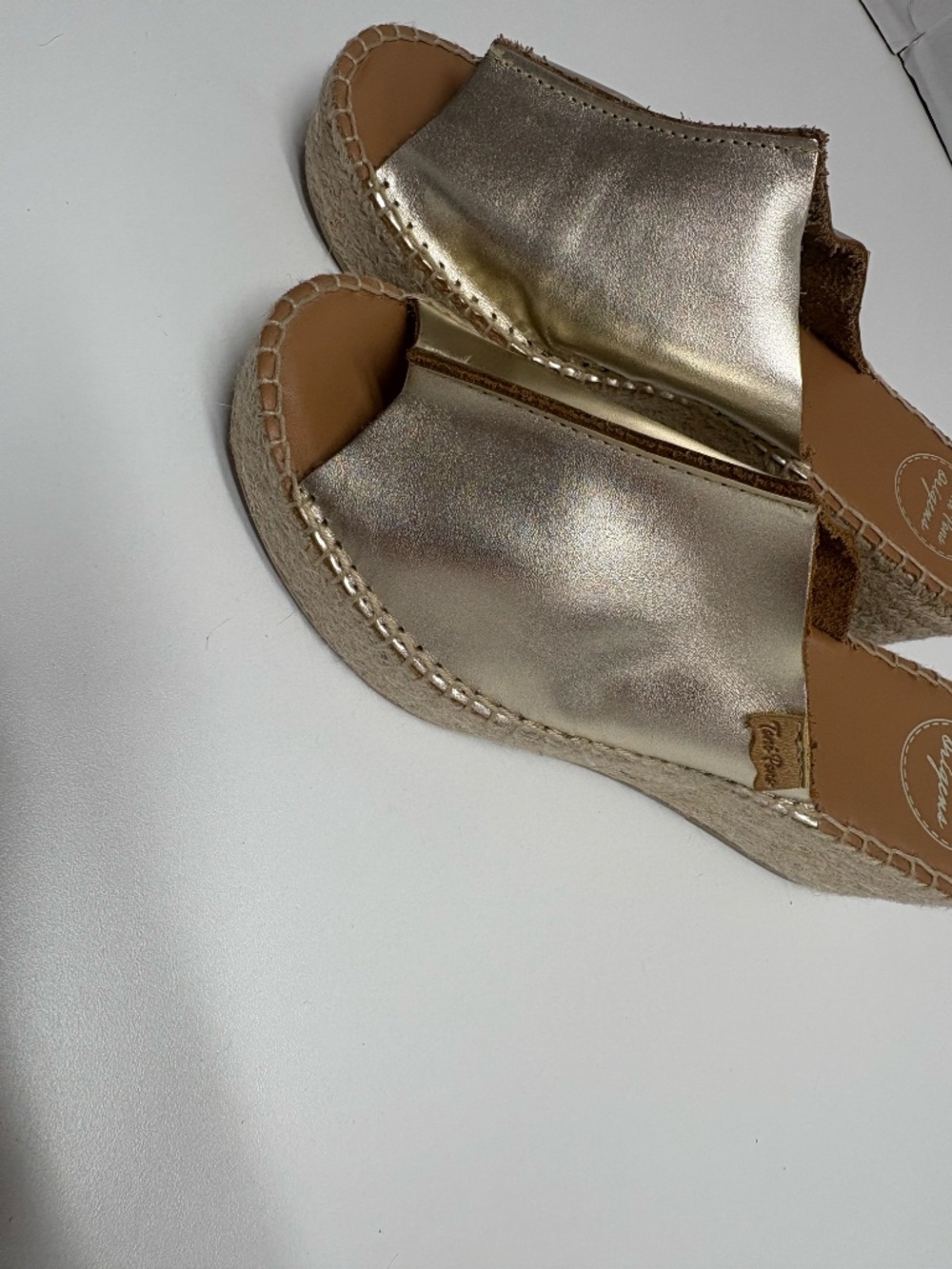 Toni Pons Ivonne Espadrille Platinum With Gold Leather Uppers - Size 39 - NEW. - Picture 11 of 12